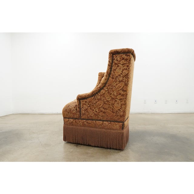 Vintage Marge Carson Curved Tufted Upholstered Dining Bench With Tassel Fringe For Sale - Image 9 of 13