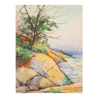 1912 Rocky Coast New England Egbert Cadmus Watercolor Painting For Sale