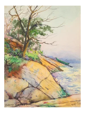 1912 Rocky Coast New England Egbert Cadmus Watercolor Painting