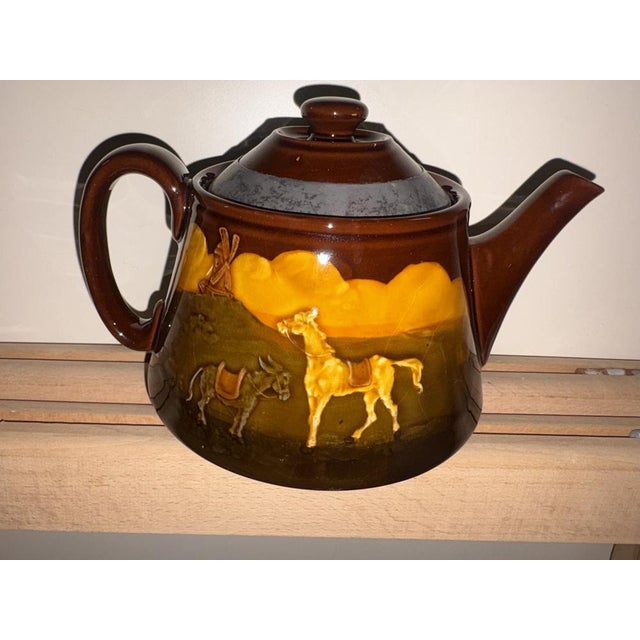Ceramic Teapot with Don Quixote and Sancho Panza from Royal Doulton Kingsware, England, 1950 For Sale - Image 6 of 11