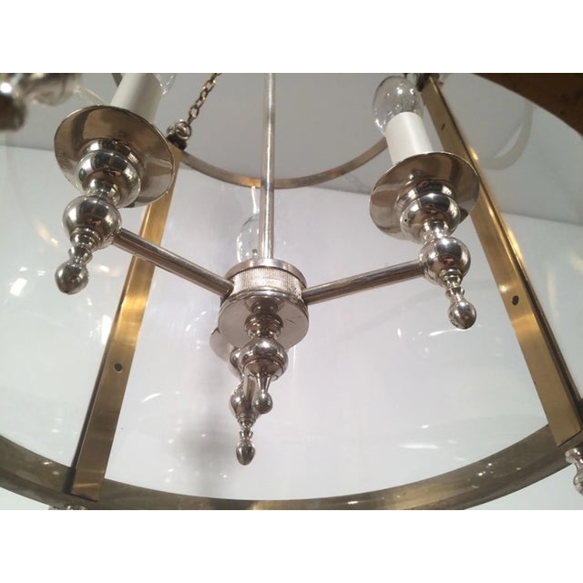 Neoclassical Brass & Silver Plated Lantern with Strong Rounded Faux-Glass Plast For Sale - Image 11 of 13