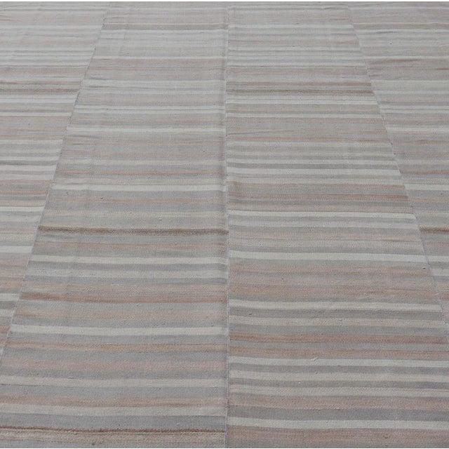 Mid 20th Century Turkish Vintage Hand Woven Paneled Kilim Vintage Rug in Muted Colors For Sale In Atlanta - Image 6 of 12