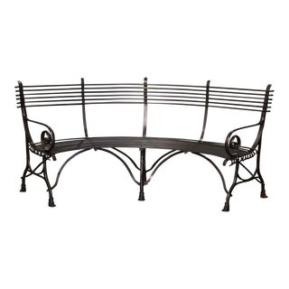 French Curved Iron Four-Seat Bench Signed "Sauveur Arras" For Sale