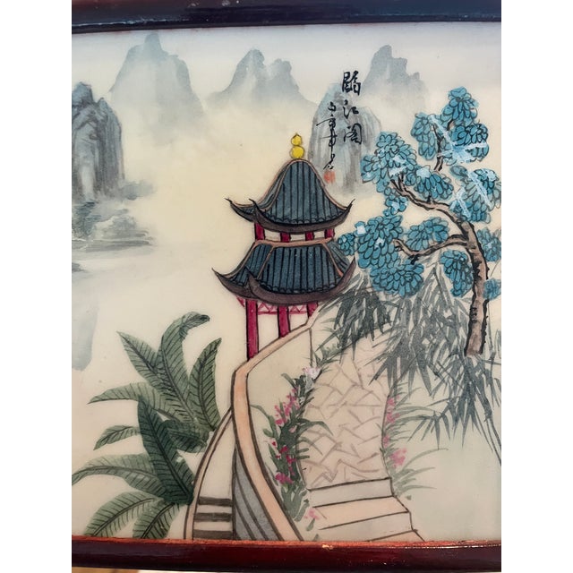 Chinese Crane and Landscape Painted Double Sided Plaque For Sale - Image 6 of 6