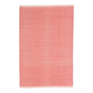 Dash & Albert by Annie Selke Herringbone Coral Woven Cotton Rug, 2'6" x 12' For Sale
