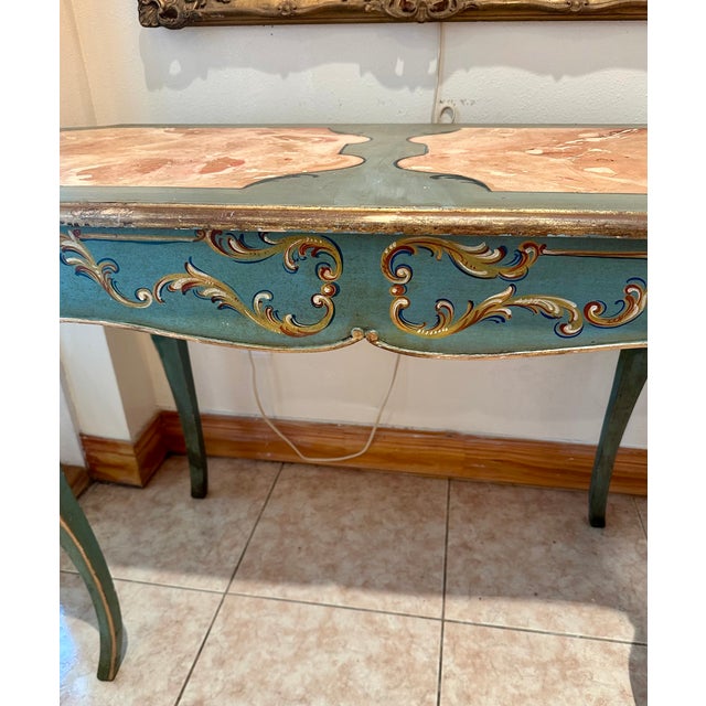 Vintage Bavarian Baroque Style Hand Painted Table Writing Desk For Sale - Image 17 of 18
