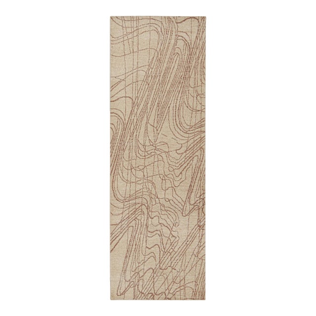 Rug & Kilim’s Contemporary Sketch Rug in Beige and Brown, 8x10 For Sale
