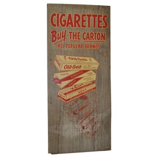 Vintage Cigarette Advertising Sign on Metal C.1950 For Sale