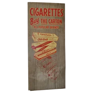 Vintage Cigarette Advertising Sign on Metal C.1950