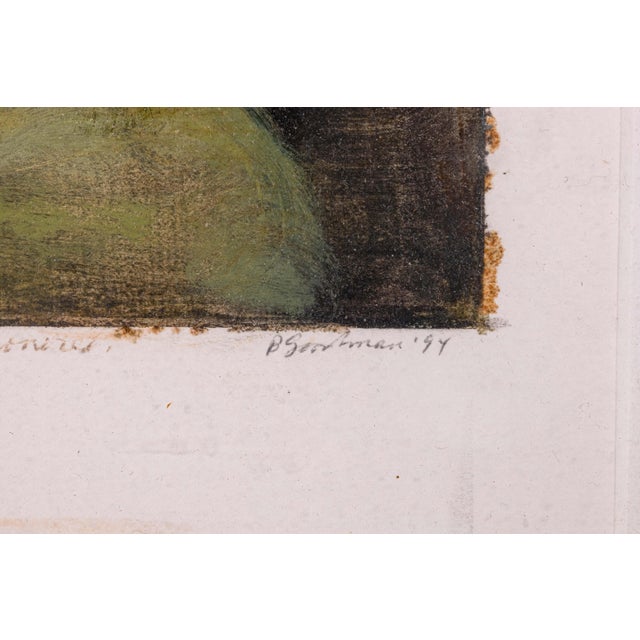 Barbara Goodman for Betty Signed Abstract Figurative Oil Painting on Paper 1994 For Sale - Image 9 of 9