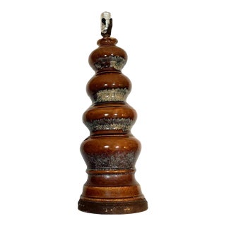 Mid Century Drip Glaze Ceramic Table Lamp For Sale