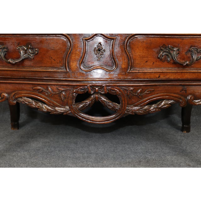 Period Carved Walnut 18th C. French Louis XV 2 Drawer Commode For Sale - Image 12 of 16