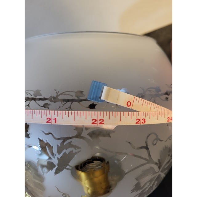 Brass Antique Brass Wall Sconce With Frosted Glass Shade & Etched Floral Design For Sale - Image 8 of 12