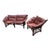 Mid 20th Century Leather and Rattan Sofa and Chair After Percival Lafer - Set of 2 For Sale