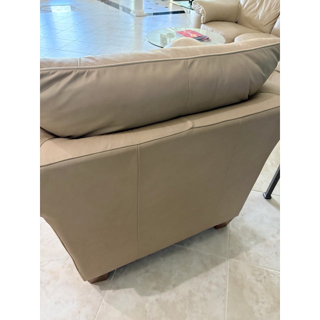 Italsofa by Natuzzi Beige Leather Arm Chair For Sale - Image 13 of 16