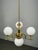 Vintage Art Deco Brass and Opaline Glass Globe Chandelier, Czechoslovakia, 1930s For Sale - Image 11 of 12