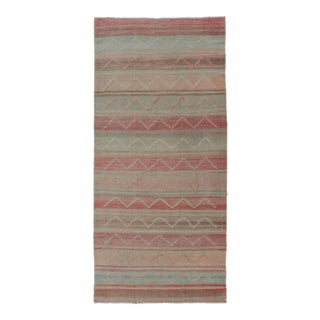Multicolored Vintage Gallery Turkish Large Kilim Rug With Stripe Design For Sale