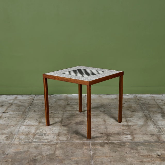 Wood Ceramic Tile Chess Table in the Style of Gordon & Jane Martz For Sale - Image 7 of 18