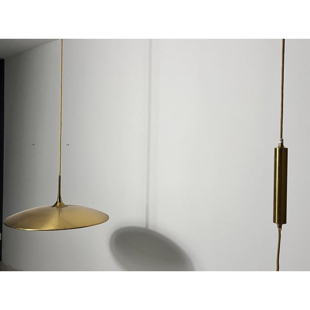 Metal 1st Edition Brass Pendant Lamp with Counterweight attributed to Florian Schulz, 1960s For Sale - Image 7 of 17