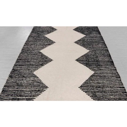 2020s 2020s Black Natural Cotton Handwoven Boho Rug 9x12Ft. For Sale - Image 5 of 11