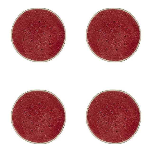 Bordallo Pinheiro Watermelon Fruit Plates, Set of 4 For Sale