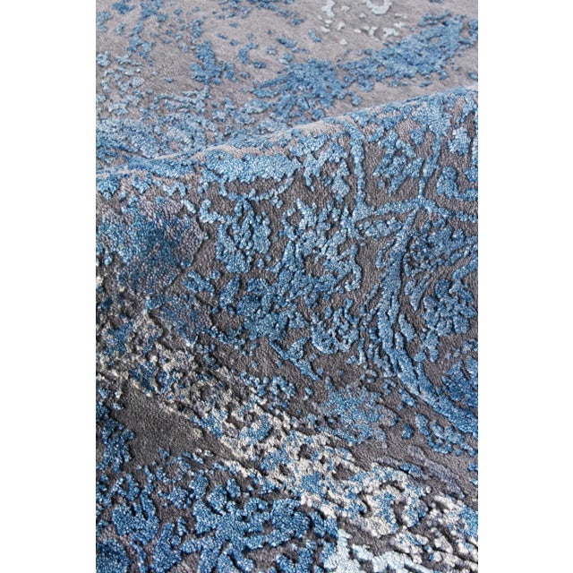 Not Yet Made - Made To Order Jordan Gray/Blue Hand knotted Wool/Viscose/Cotton Area Rug - 9'x12' For Sale - Image 5 of 8
