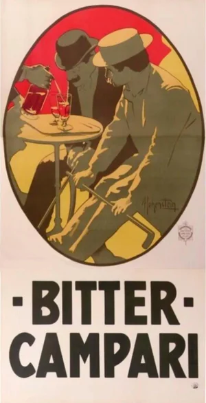 Bitter Campari by Hohenstein 1910 Original Italian Poster 39 X 78 Inches Rare !