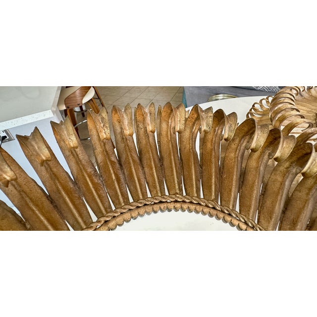 Pair Gilt Metal Eyelash Sunburst Convex Wall Mirrors For Sale - Image 13 of 18