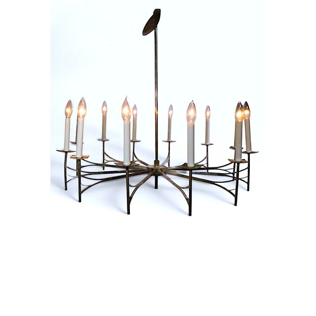 Large 12 Light Silver Plate Spoke Form Chandelier by Sciolari For Sale - Image 14 of 18