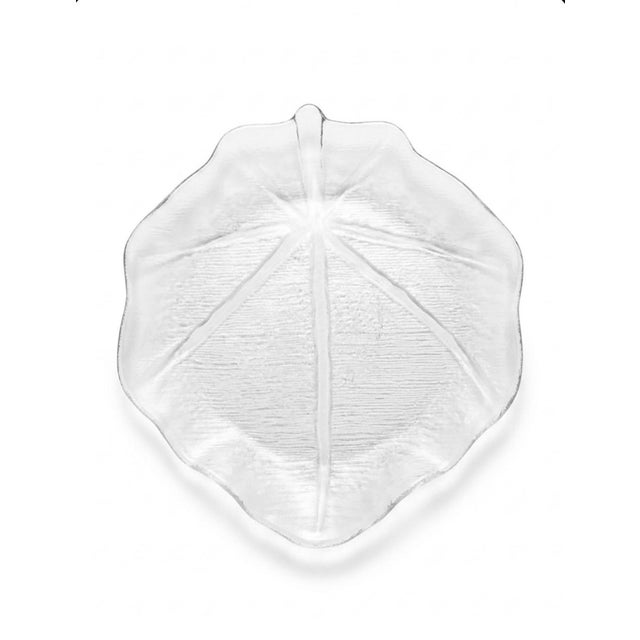1970s 1970s Arcoroc France "Aspen" Clear Glass Leaf Platter - Large 14" For Sale - Image 5 of 5