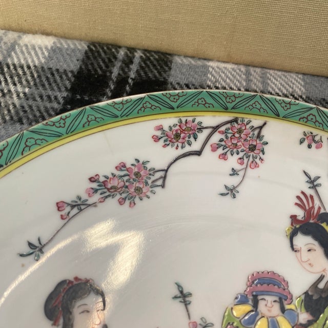 Hand Painted Chinoiserie Plate For Sale - Image 11 of 12