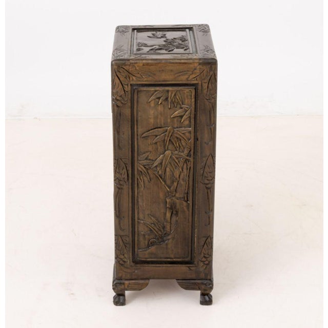 Brown Chinese Bird & Bamboo Motif Chest of Drawers For Sale - Image 8 of 9