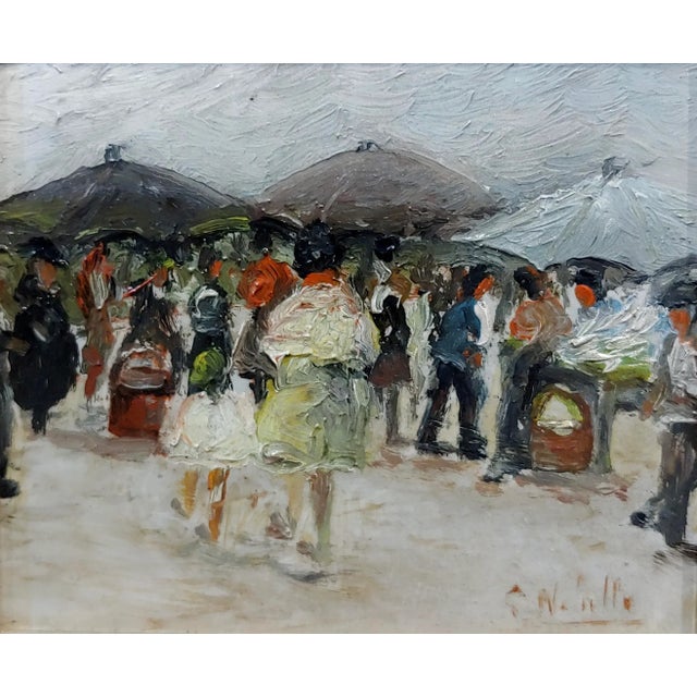 French Women at the Market 1920s French Impressionist -Oil Painting For Sale - Image 3 of 9