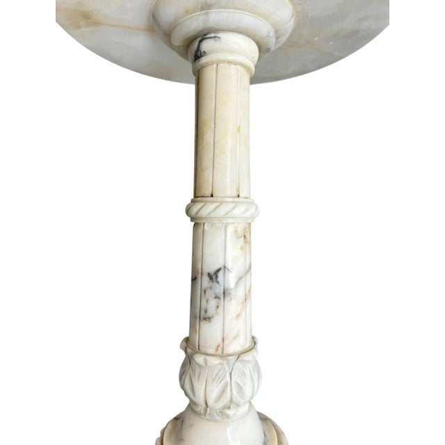 1980s 1980s Rustic Carved Alabaster Gueridon Small Occasional Table Stand For Sale - Image 5 of 15