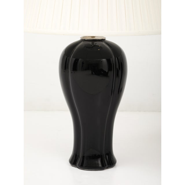 Black A Pair of Black Ceramic & Nickel Table Lamps For Sale - Image 8 of 14