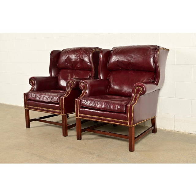 Hancock & Moore Chippendale Wingback Leather Lounge Chair For Sale - Image 14 of 15