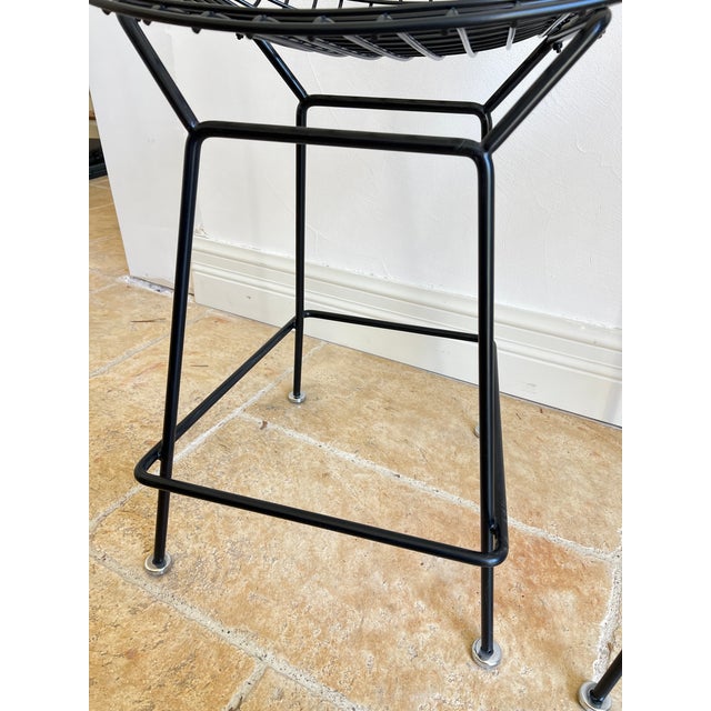 Metal Late 20th Century Authentic Knoll "Bertoia" Black Bar Stools - Set of 3 For Sale - Image 7 of 14