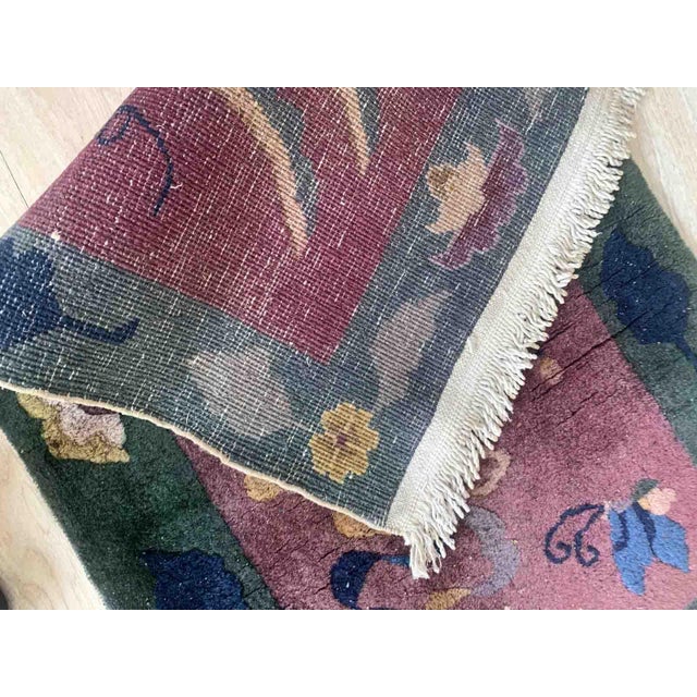 1920s Handmade Antique Art Deco Chinese Rug 2.1' X 4.2' For Sale - Image 4 of 7