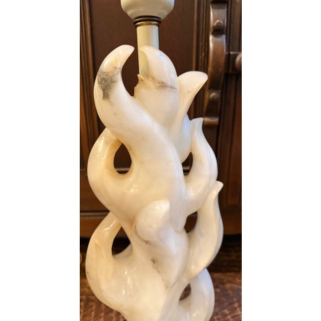 Alabaster 1951 Maurizio Tempestini for Lightolier Alabaster Flame Table Lamps - a Pair For Sale - Image 8 of 15