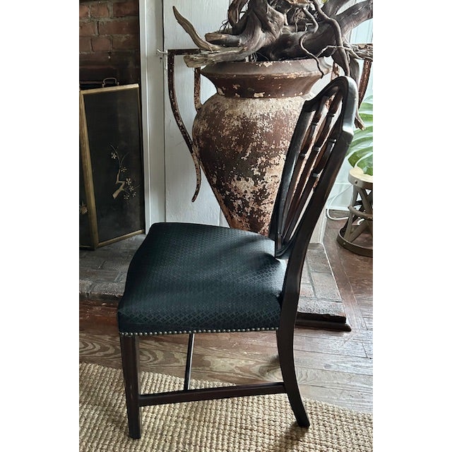 Wood Antique Federal Shield Back Chair With Inlaid Marquetry and Nailheads For Sale - Image 7 of 11