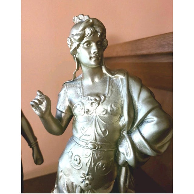 Mid 19th Century Antique 19th Century Pair of Gilded Sculptures of Mars and Minerva For Sale - Image 5 of 11