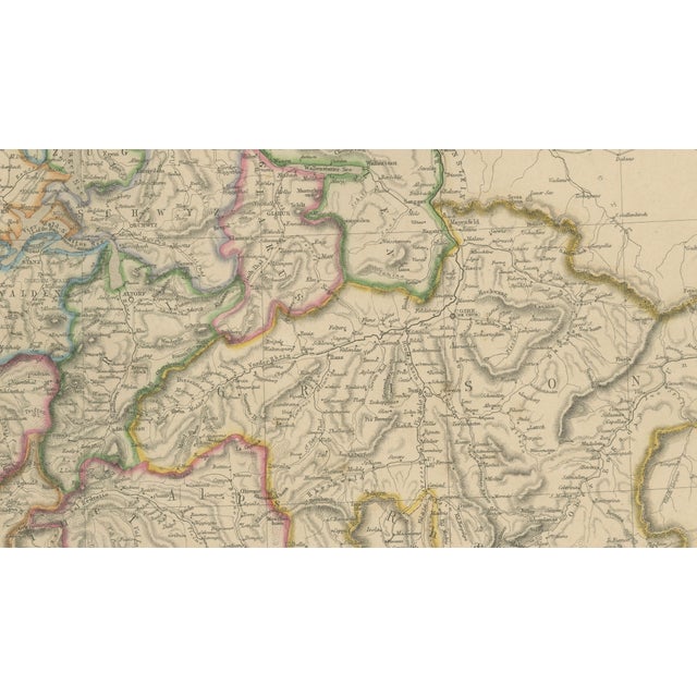 Antique Map of Switzerland from Blackie & Son, 1860s For Sale - Image 9 of 11