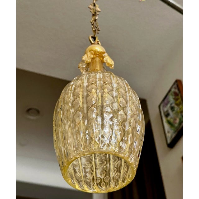 Barovier Gold Bubbles Murano Glass Pendant Light For Sale In Palm Springs - Image 6 of 12