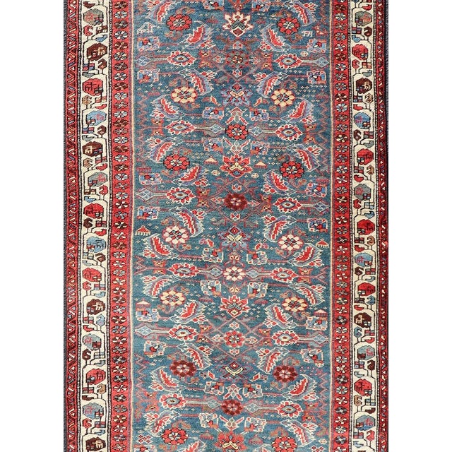 Antique Persian Bidjar Rug with Large Herati Motifs in Blue Background, Red, and Ivory. Keivan Woven Arts / rug...