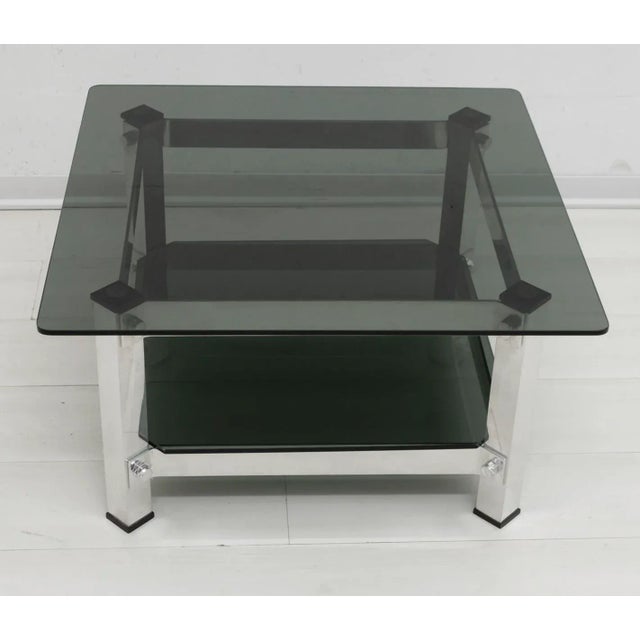 Vintage Italian Aluminum and Glass Coffee Table, 1970s For Sale - Image 4 of 9