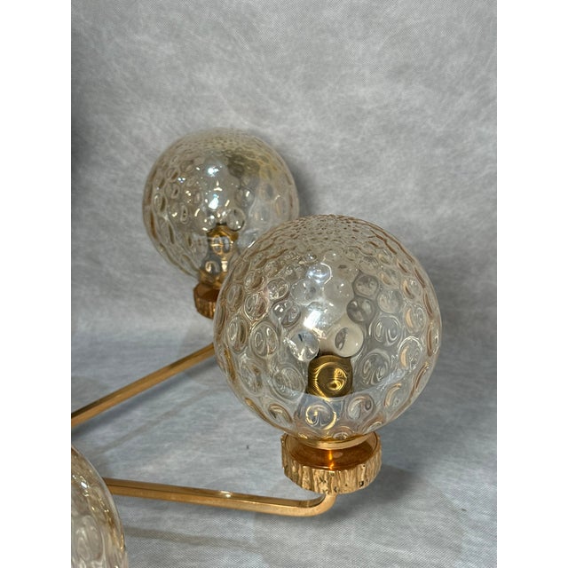 Gold Italian 6-Glass Bowl Chandelier with Gilt Frame, 1970s For Sale - Image 8 of 16