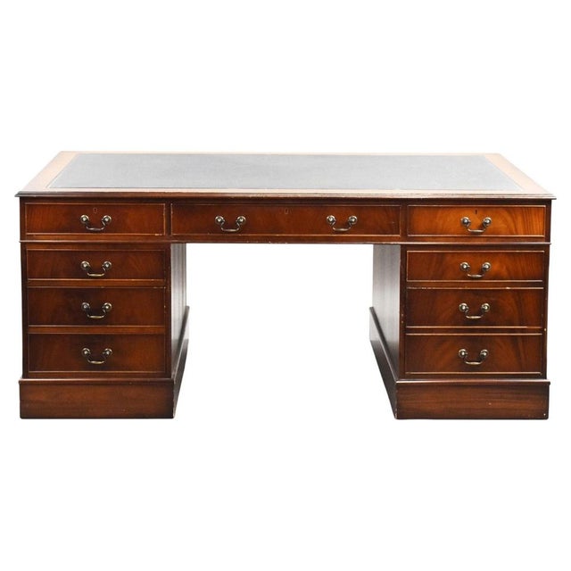 Mahogany Partners Desk, 1980s For Sale - Image 14 of 14