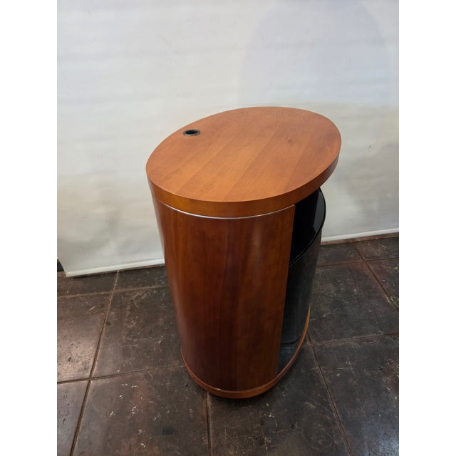 1990s Mid Century Danish Modern Stereo Tv Stand Swivel Bdi Furniture For Sale - Image 5 of 8