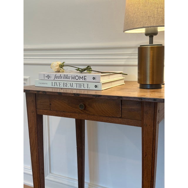 19th Century French Rustic Side Table With Drawer For Sale - Image 10 of 12