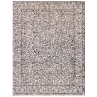 Doris Leslie Blau Tabriz Antique Floral Allover Light Beige Carpet - c. 1930 For Sale